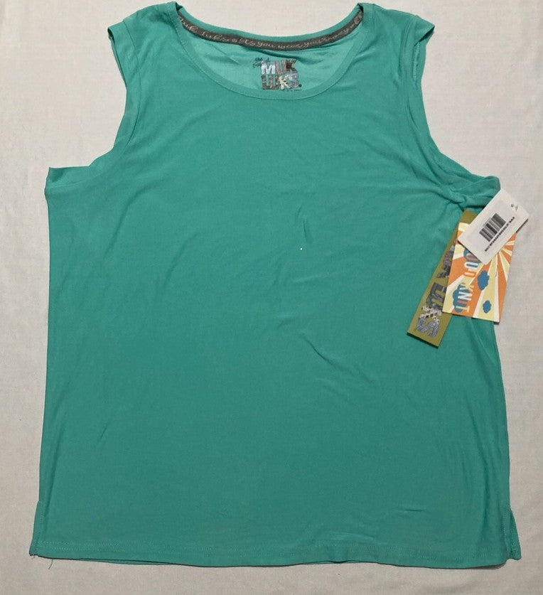 MUK LUKS Cloud Knit Pajama Tank Top Sleeveless Pullover AQUA M