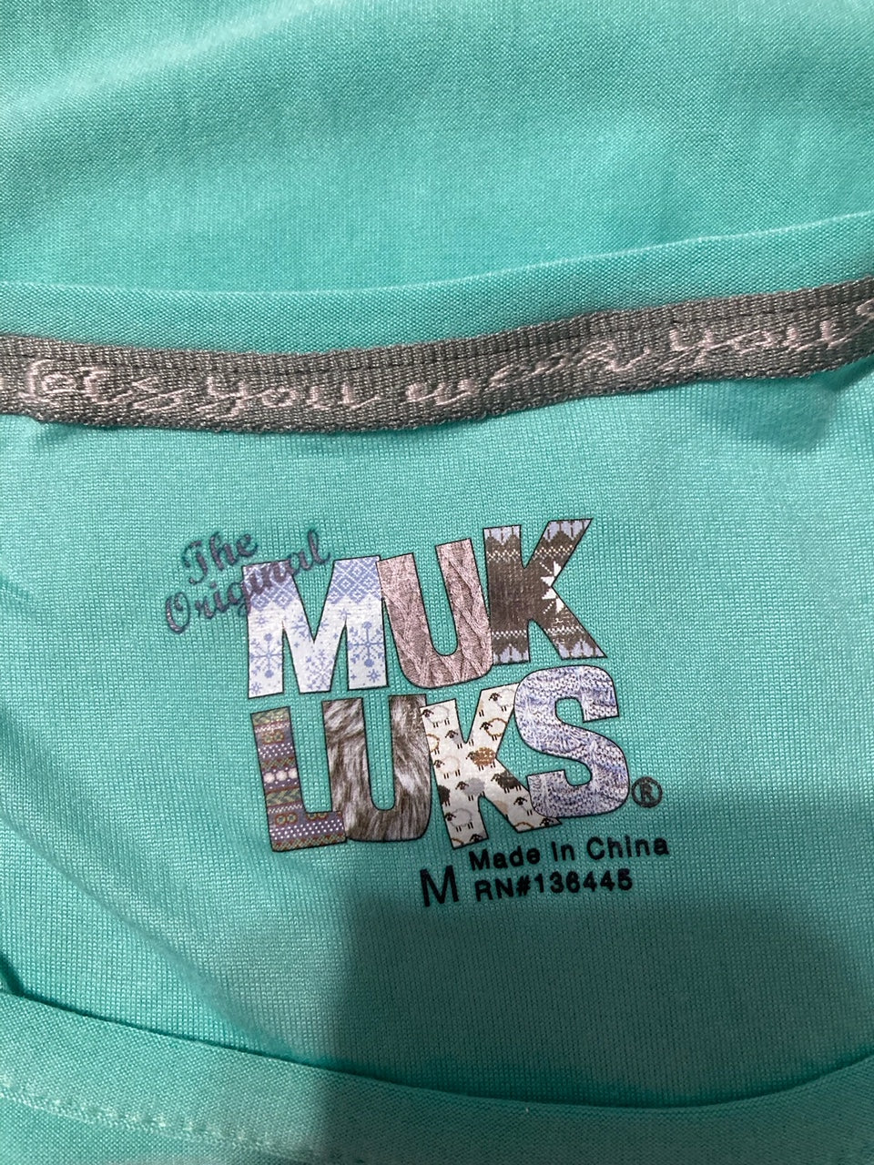 MUK LUKS Cloud Knit Pajama Tank Top Sleeveless Pullover AQUA M