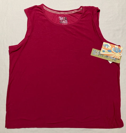 MUK LUKS Cloud Knit Pajama Tank Top Sleeveless Pullover RED XL