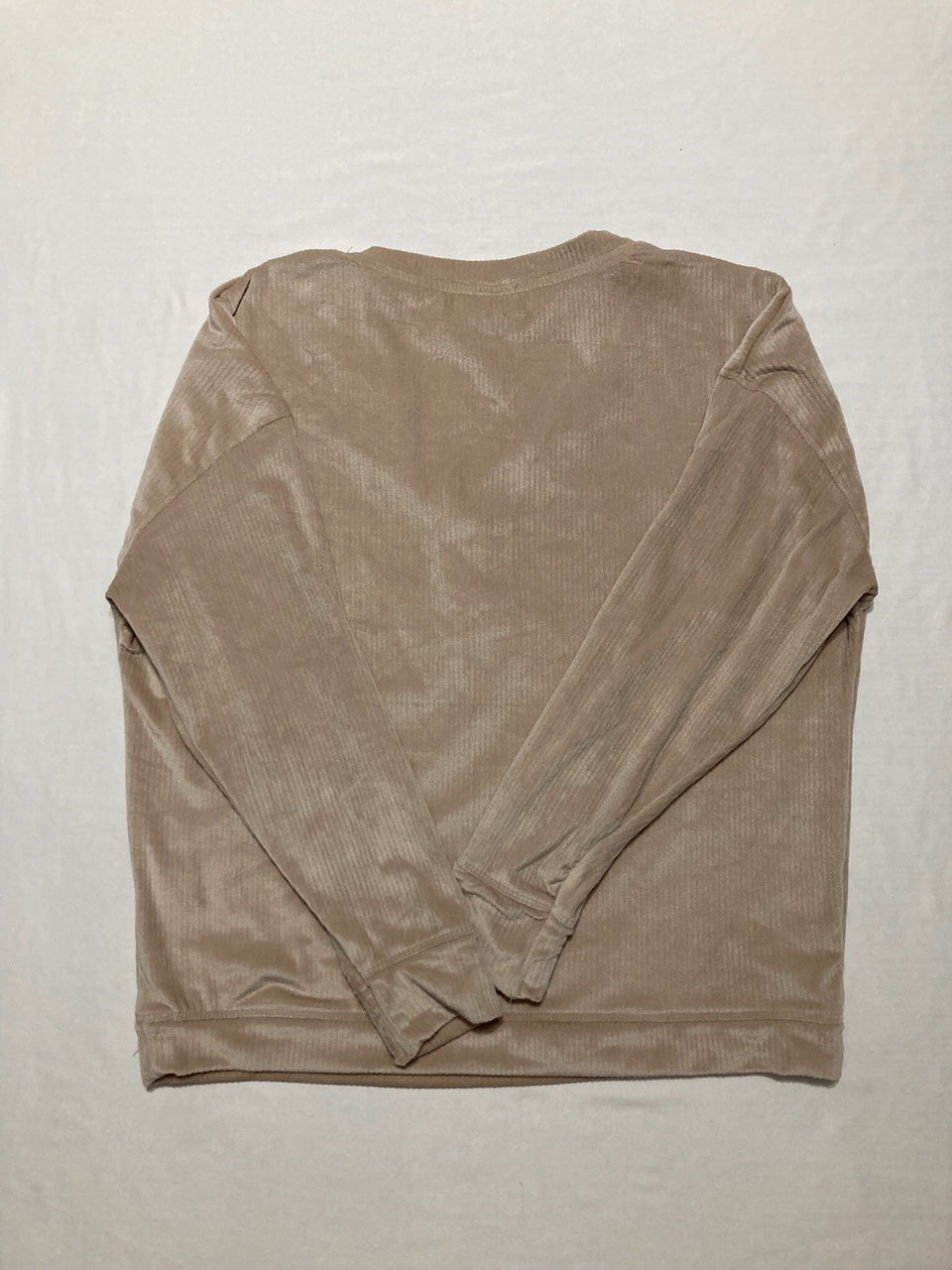 ROUDELAIN Long-Sleeve Ribbed Velour Pajama Top BEIGE L