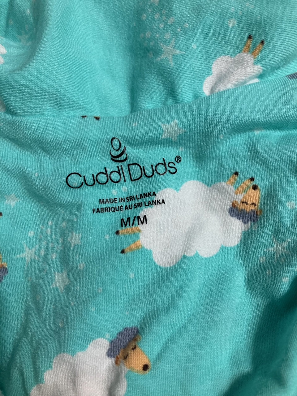 NWD CUDDL DUDS Cropped Notch Collar Pajama Top and Pants BLUE M