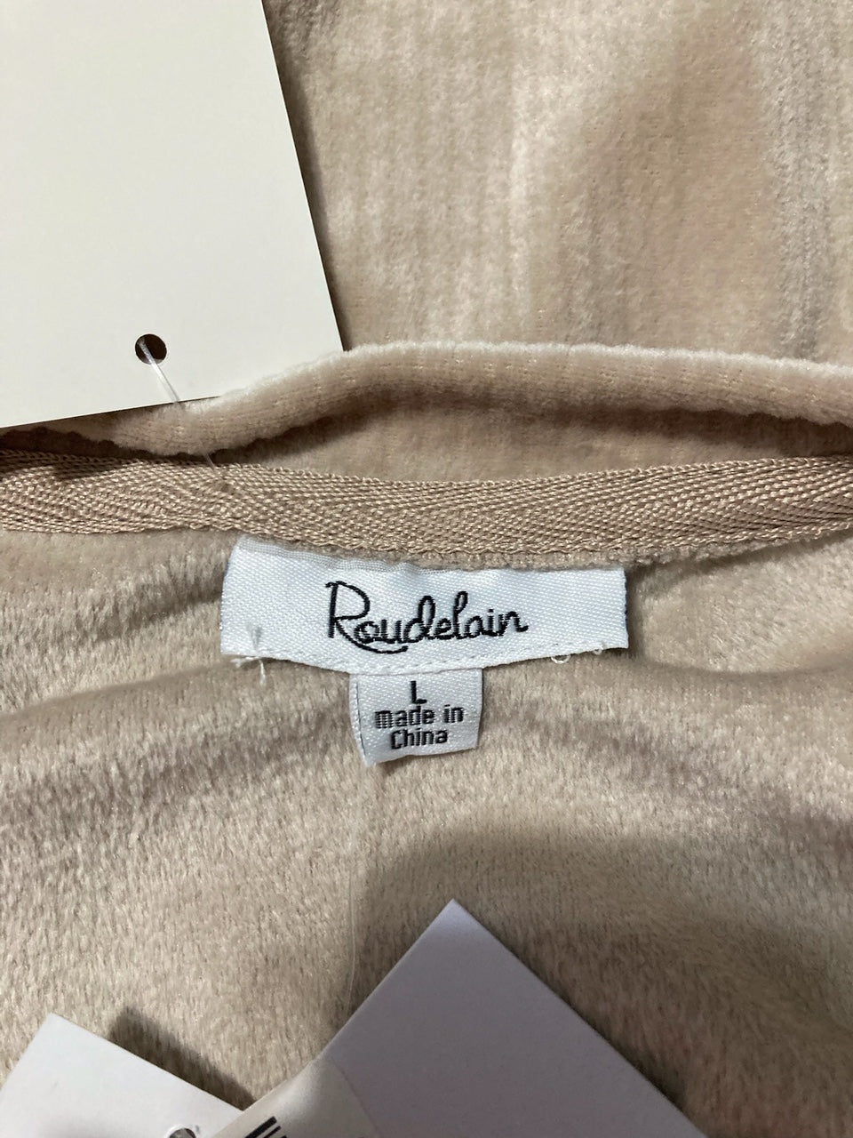 ROUDELAIN Long-Sleeve Ribbed Velour Pajama Top BEIGE L