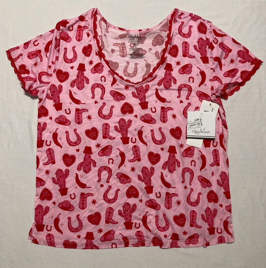 ROUDELAIN Pajama Shirt Top Round neck RED S