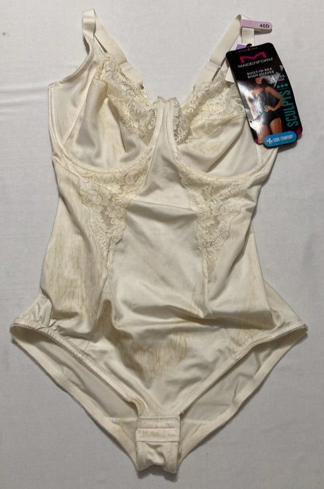 MAIDENFORM Ultra Firm Body Shaper With Built-in Underwire Bra NUDE 40D