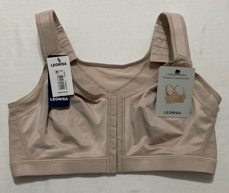 LEONISA Multi-Functional Posture Corrector Bra Wireless Front Closure BEIGE 34D