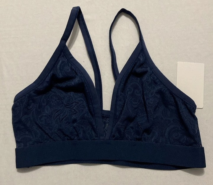 MAIDENFORM Stretch Lace Triangle Wireless Bralette NAVY M