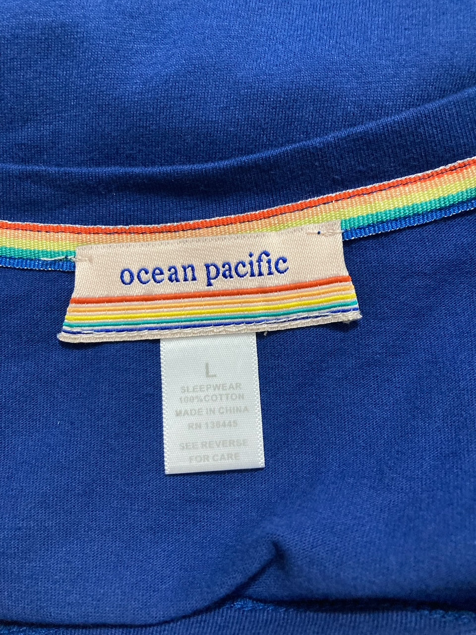 OCEAN PACIFIC Pajama top Happy Time Large BLUE L