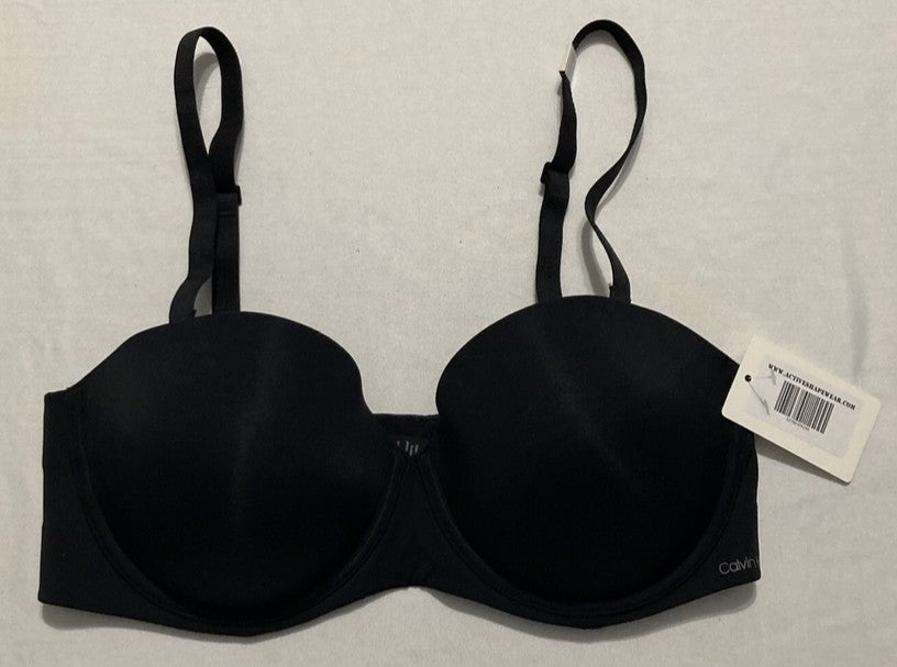 CALVIN KLEIN Perfectly Fit Strapless Convertible Push-Up Bra BLACK 36D