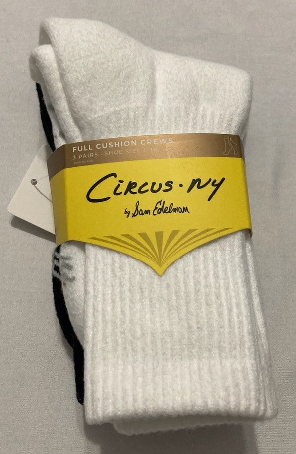 CIRCUS BY SAM EDELMAN 2pk Varsity Striped Ankle Socks BLACK/WHITE 5-10