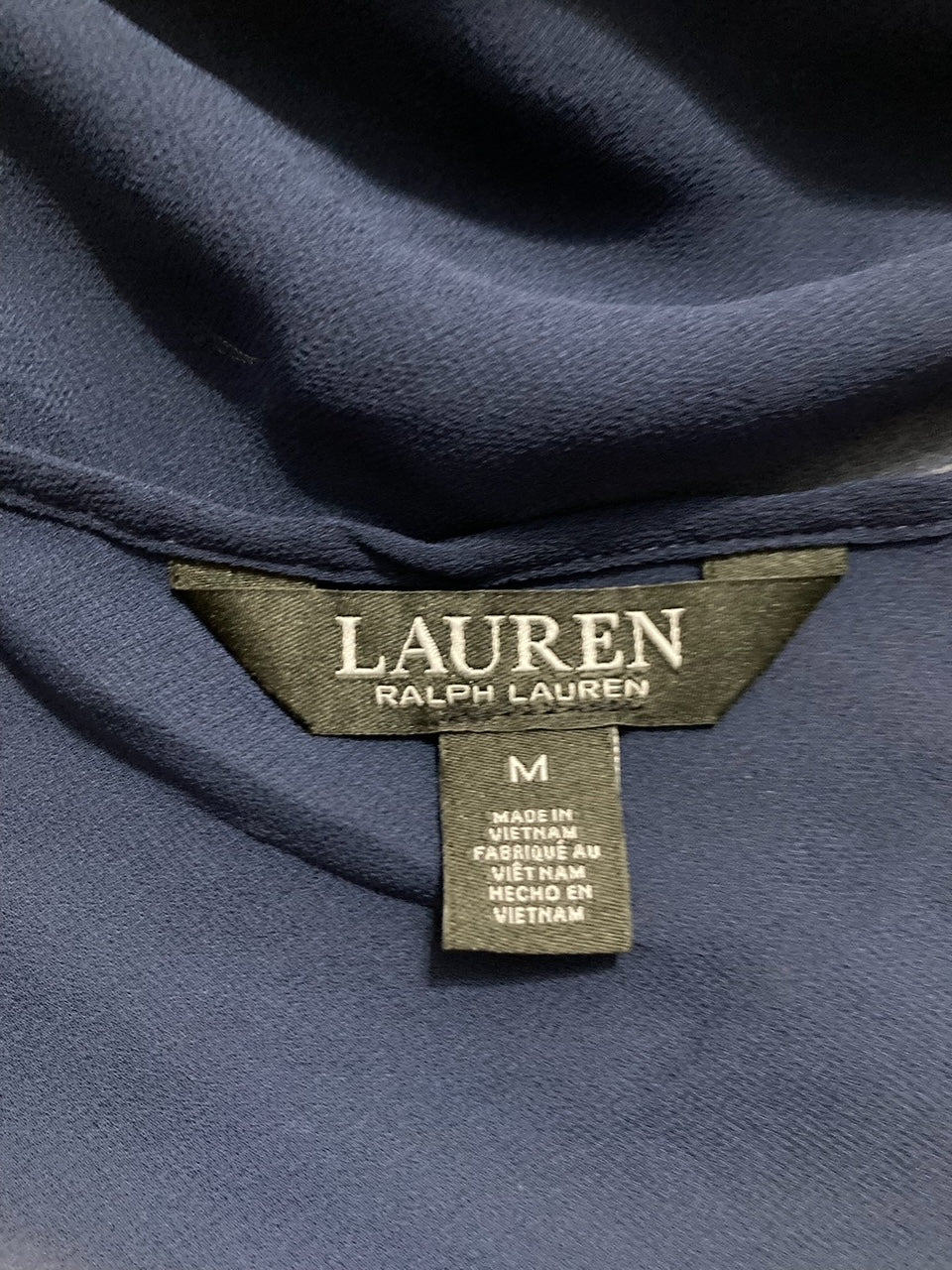 RALPH LAUREN Sheer Chiffon Cami Top with Adjustable Spaghetti Straps NAVY M