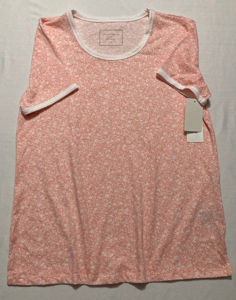 CHARTER CLUB Printed Short-Sleeve Sleepshirt CORAL S