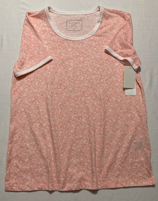 CHARTER CLUB Printed Short-Sleeve Sleepshirt CORAL S