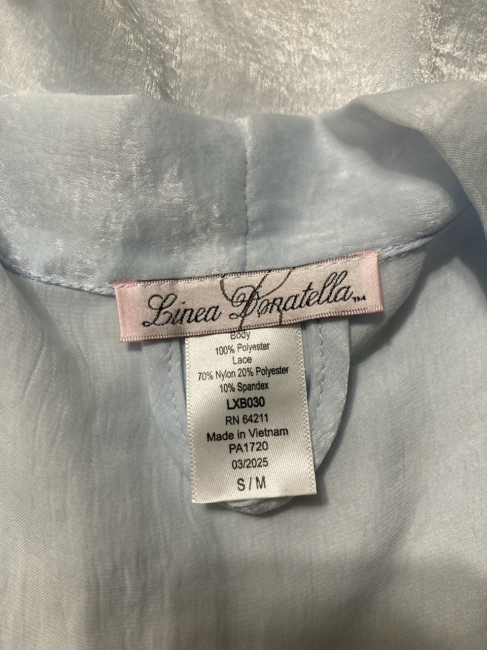 NWD LINEA DONATELLA Luxe Satin Bridal Robe PALE BLUE S/M