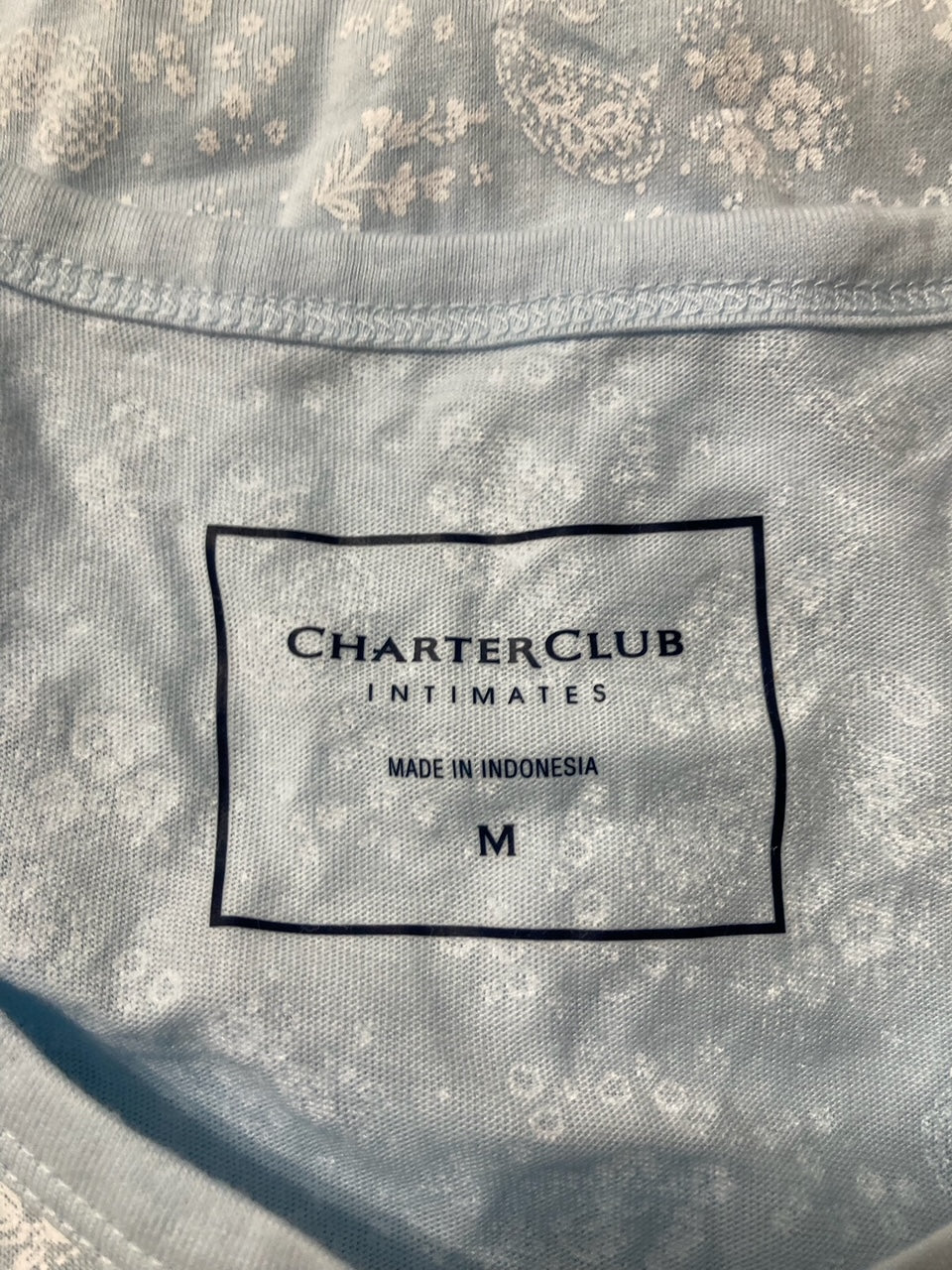 CHARTER CLUB Cotton Printed Cropped Pajama top PAISLEY FLORAL M
