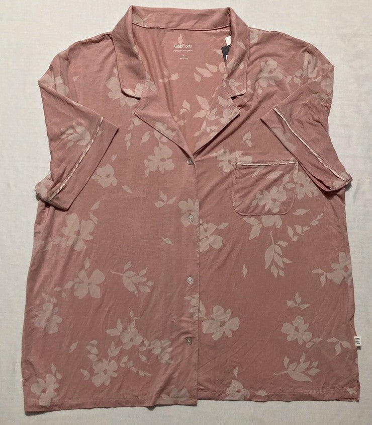 GAPBODY Floral Print Sleep Lounge shirt FLORAL CORAL L