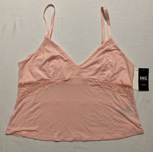 INC Lace-trimmed Top ROSE L