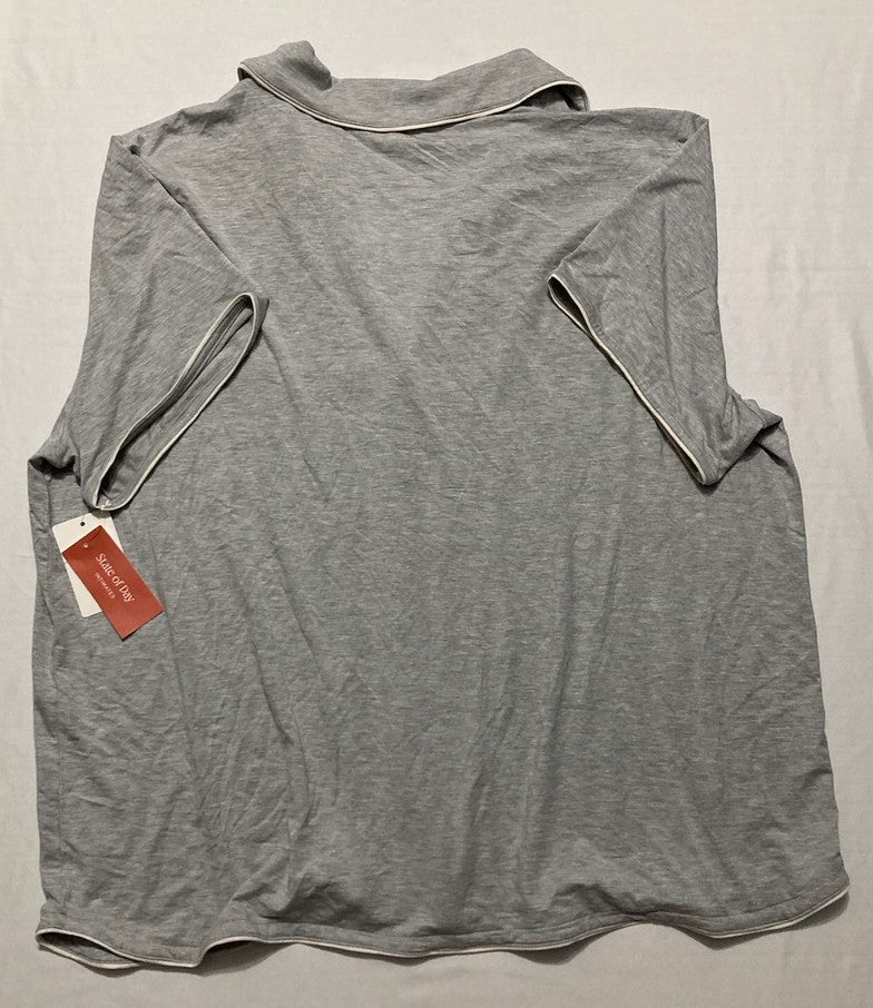 STATE OF DAY Short-Sleeve Notched-Collar Pajama Top GREY XXL