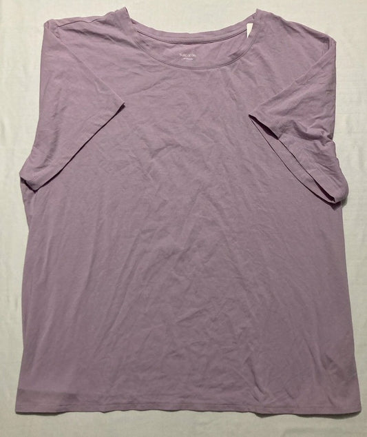 STATE OF DAY Cotton Blend Short-Sleeve top PURPLE 3X