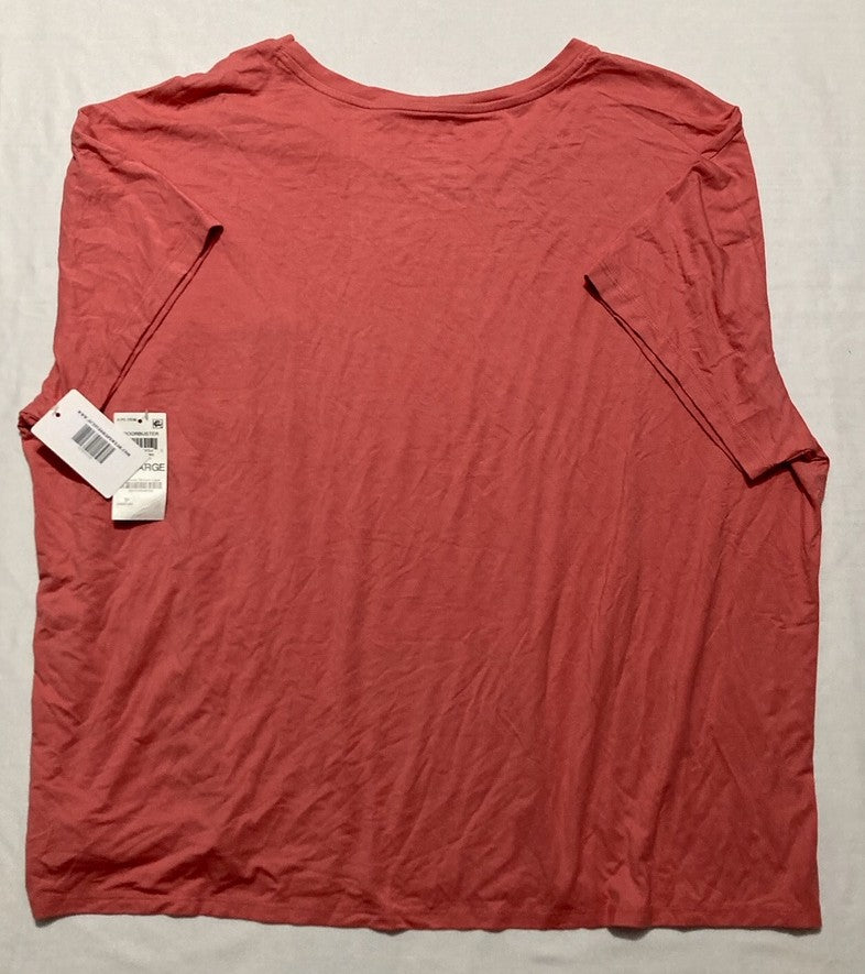 STATE OF DAY Short Sleeve Scoop Neck Pocket Top CORAL XXL