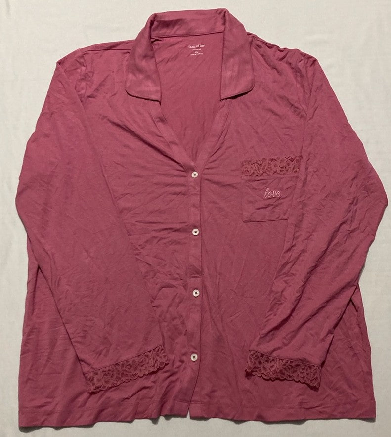 STATE OF DAY Shirt button Long sleeve PINK XL