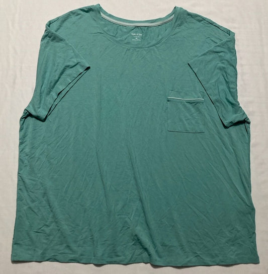 STATE OF DAY Short Sleeve Scoop Neck Pocket Top GREEN XL