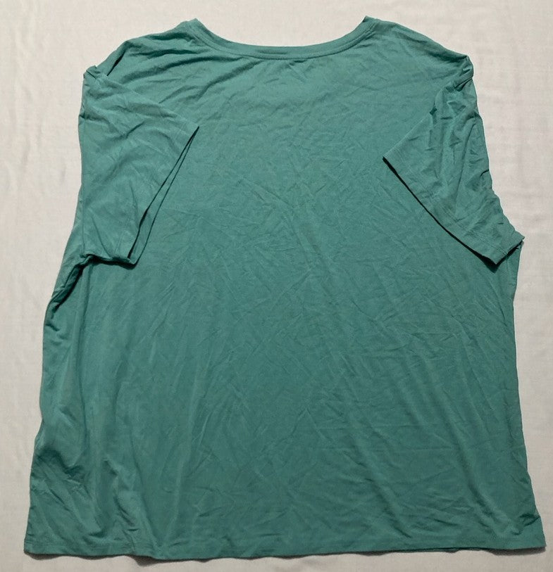 STATE OF DAY Short Sleeve Scoop Neck Pocket Top GREEN XL
