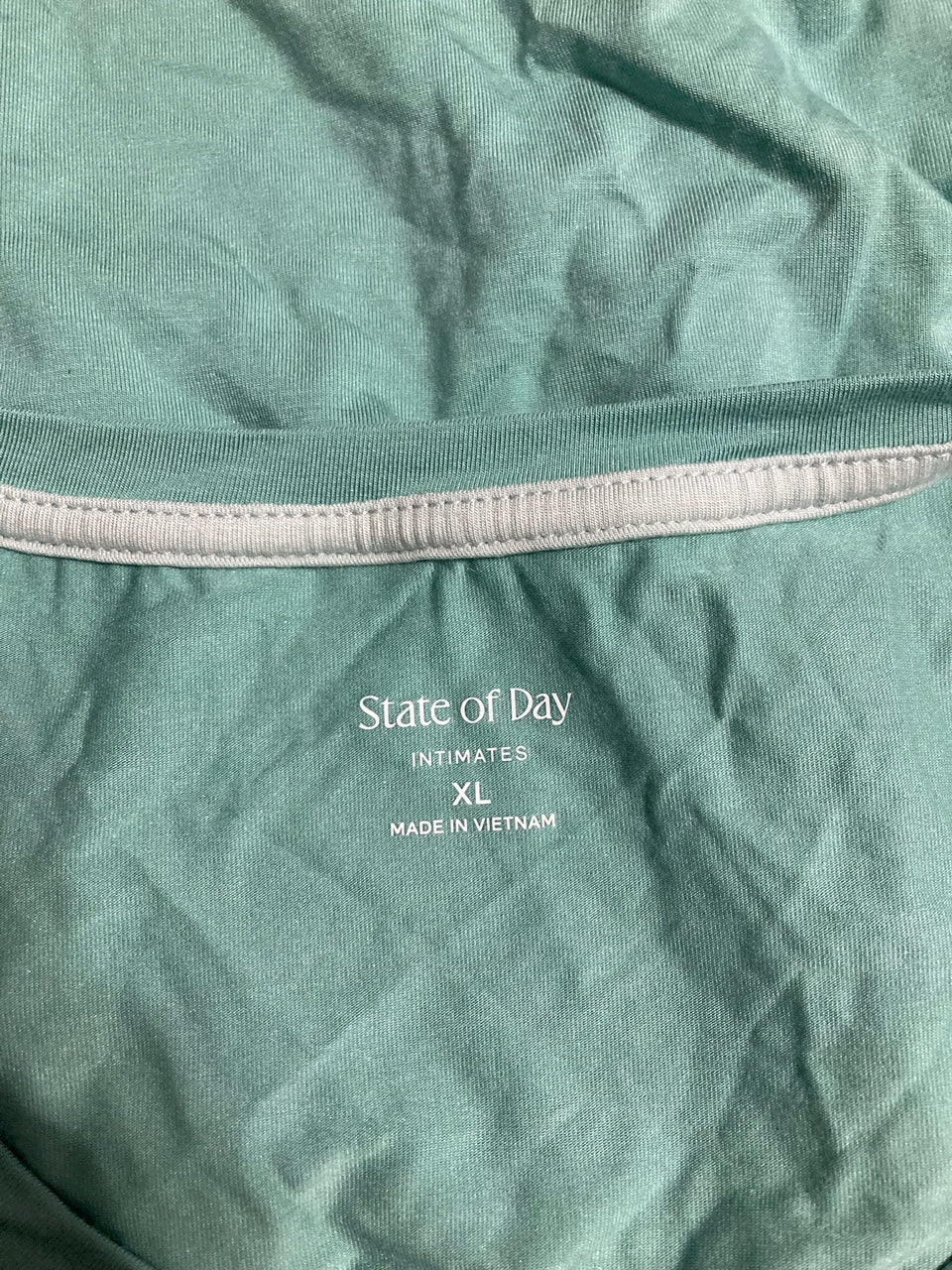 STATE OF DAY Short Sleeve Scoop Neck Pocket Top GREEN XL