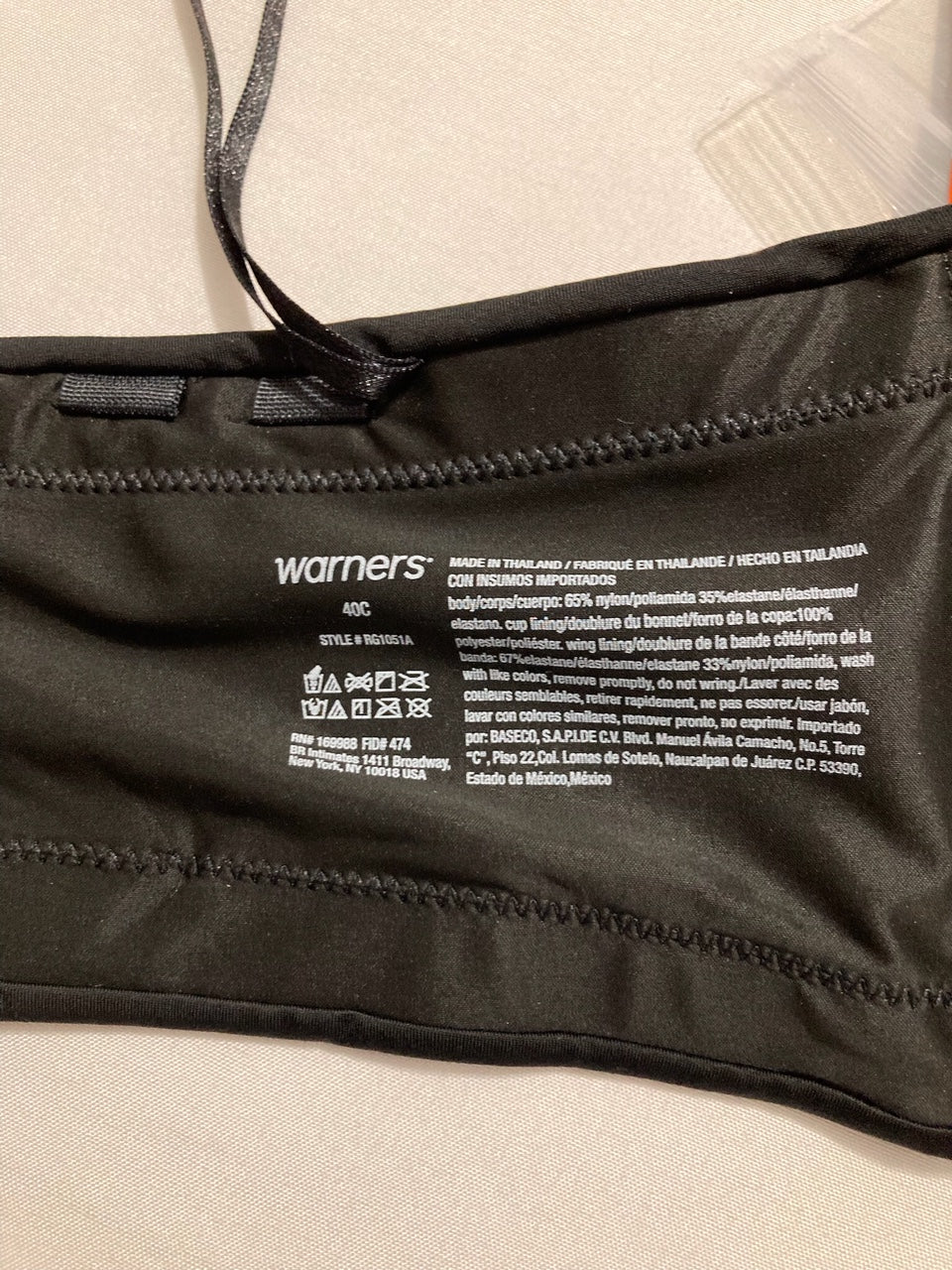 NWD WARNER'S Cloud 9 Super Soft Convertible Strapless Bra BLACK 40C