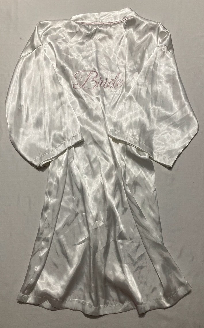 NWD LINEA DONATELLA Bride Satin Wrap Robe, Cami & Tap Shorts Set WHITE S