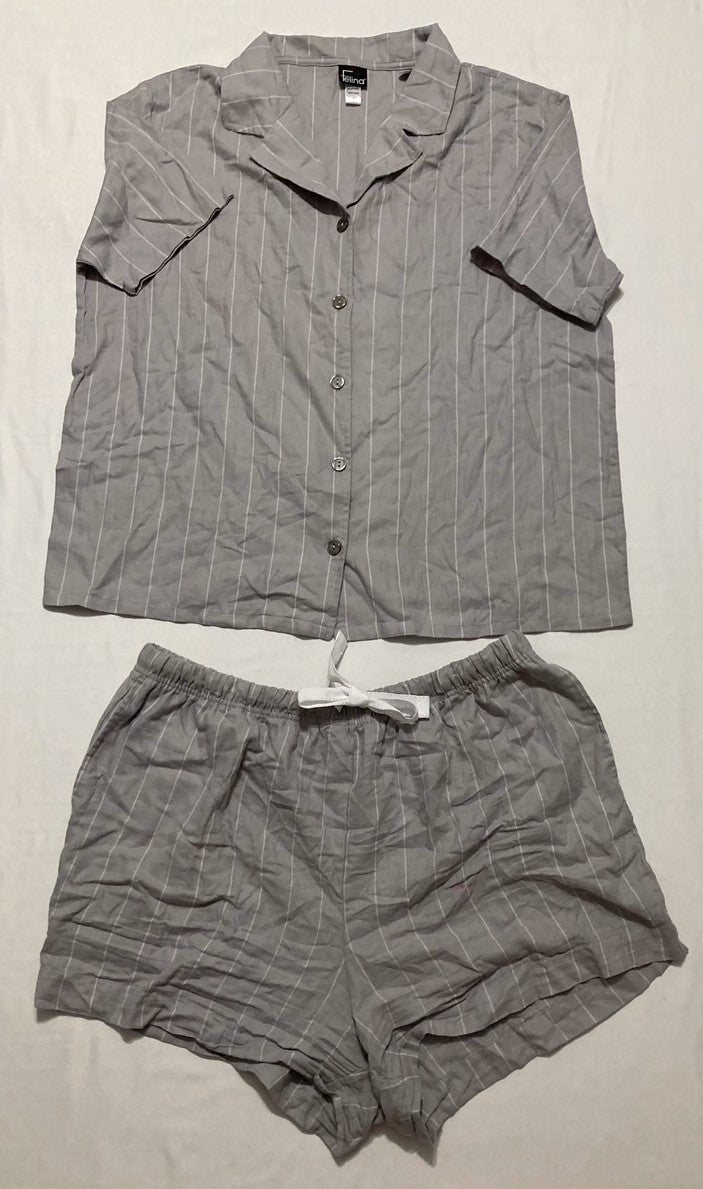 NWD FELINA Mirielle Collar Pajama & Short Set GREY L