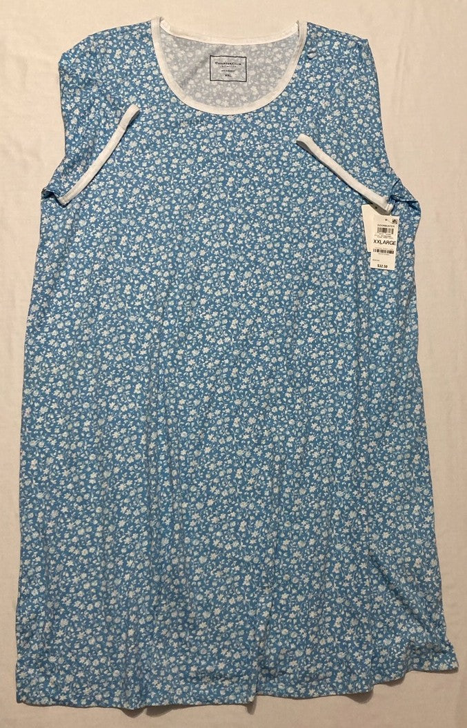 NWD CHARTER CLUB Printed Short-Sleeve Sleepshirt BLUE XXL