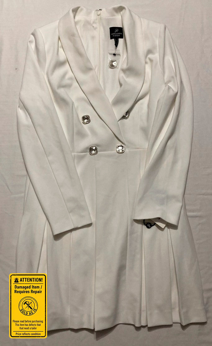 NWD ADRIANNA PAPELL Crystal Button Ivory Tuxedo Mini Dress IVORY 12