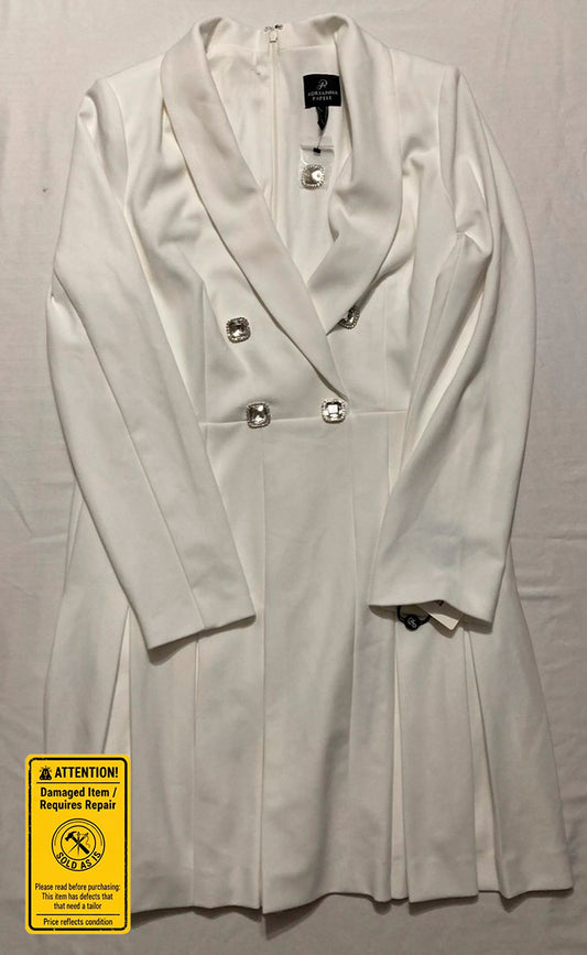 NWD ADRIANNA PAPELL Crystal Button Ivory Tuxedo Mini Dress IVORY 12