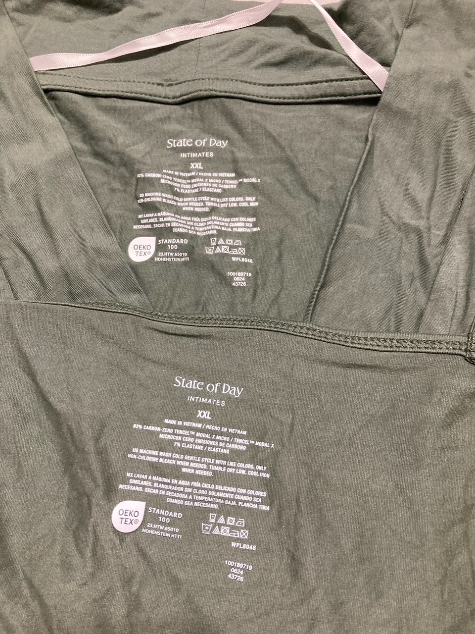 STATE OF DAY Mismatched 3 pc Fluid Knit Pajama Set GREEN XL/XXL
