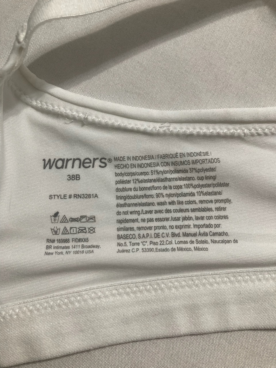 WARNER'S Play It Cool Wire-Free Contour Bra WHITE 38B