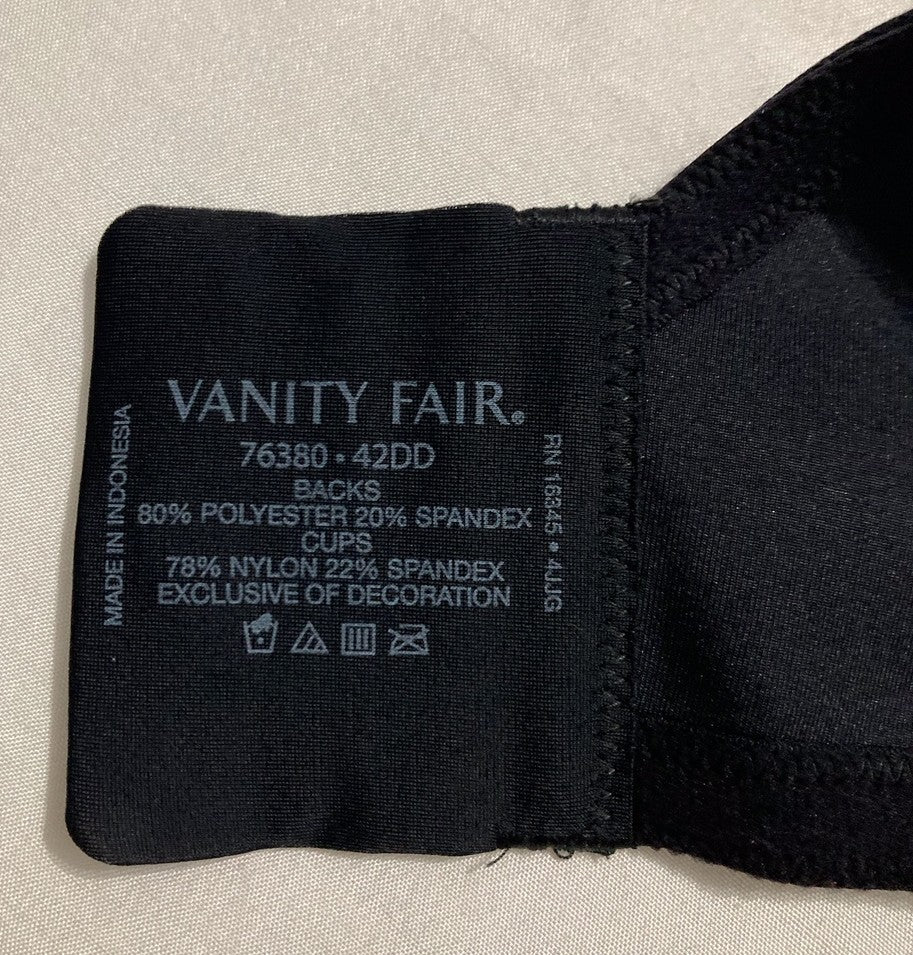 VANITY FAIR Full Figure Beauty Back Smoothing Bra BLACK 42DD