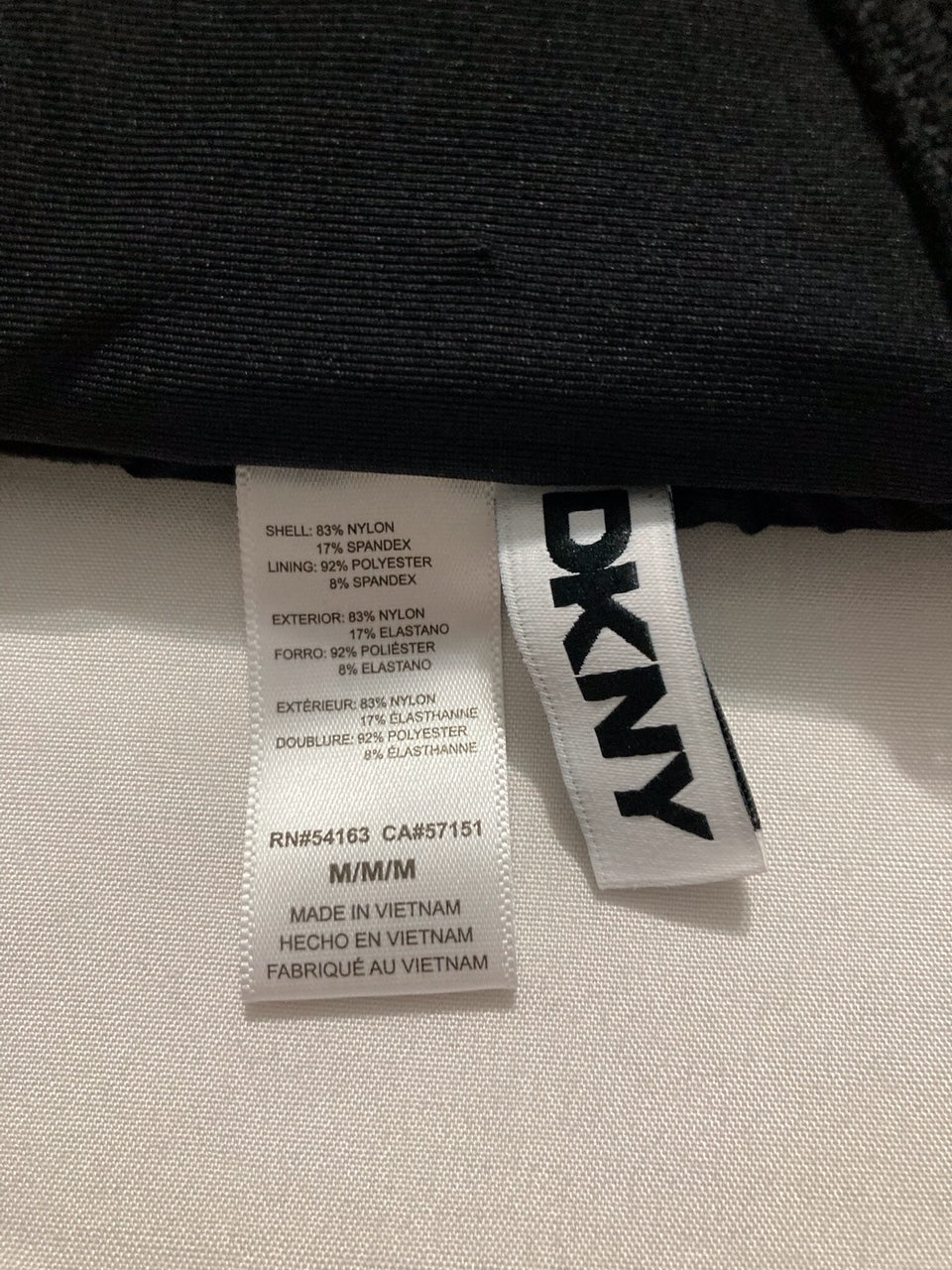 DKNY Shirred U-Wire Bandeau Bikini Top BLACK M