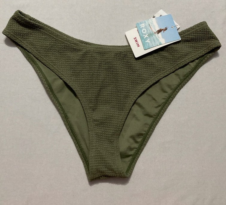 ROXY Essaouira Moderate High Leg Bikini Bottoms GREEN M