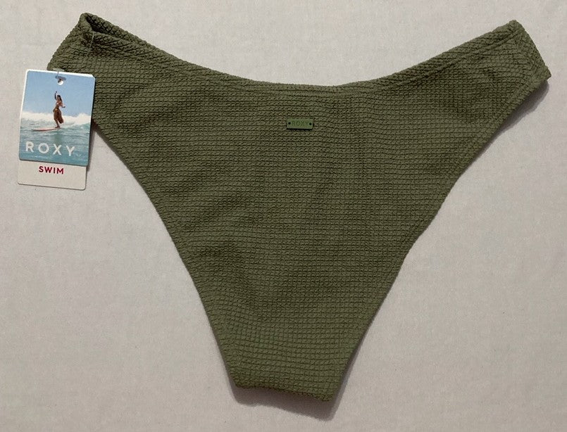 ROXY Essaouira Moderate High Leg Bikini Bottoms GREEN M