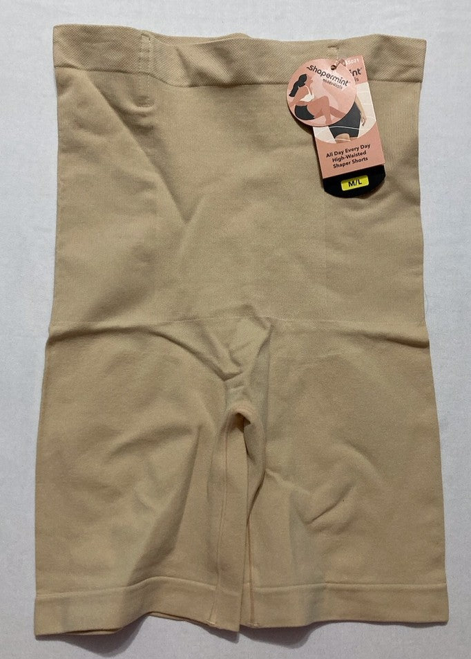 SHAPERMINT Essentials All Day Every Day High-Waisted Shaper Shorts BEIGE M