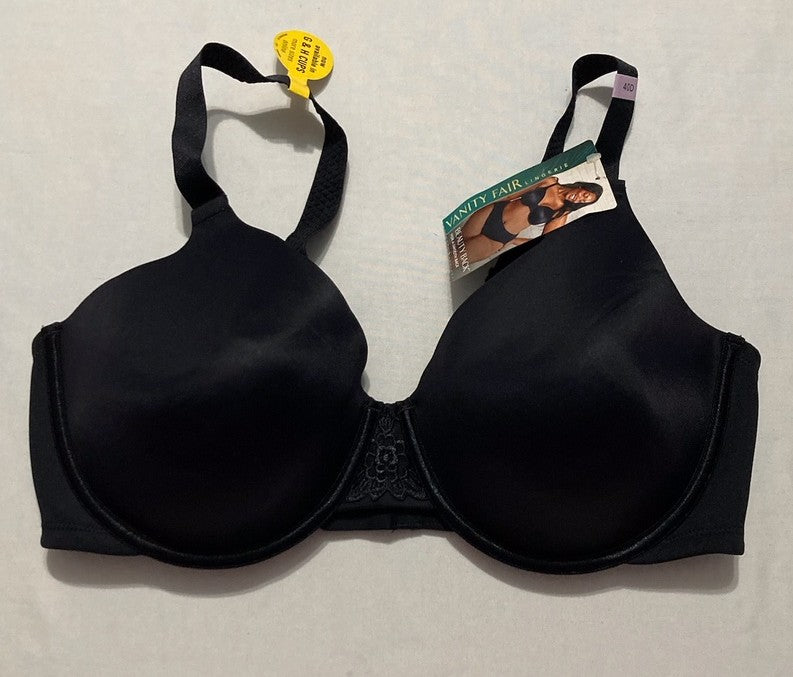 VANITY FAIR Full Figure Beauty Back Smoothing Bra BLACK 40D