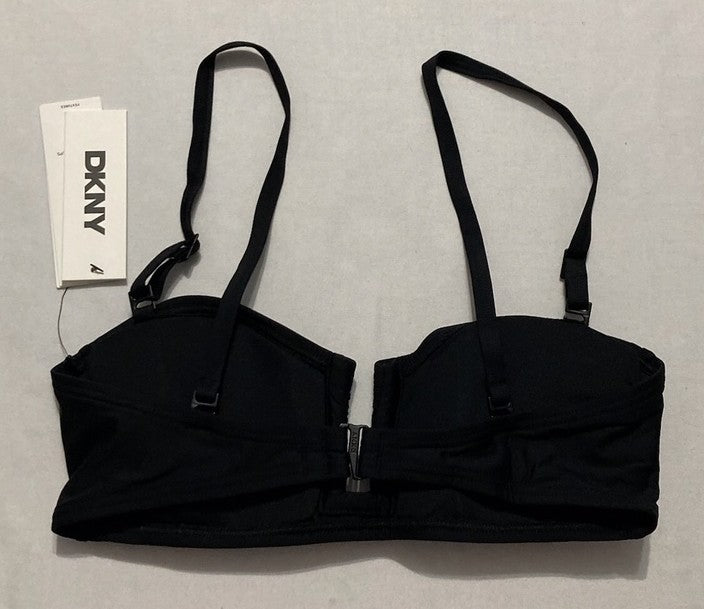 DKNY Shirred U-Wire Bandeau Bikini Top BLACK S