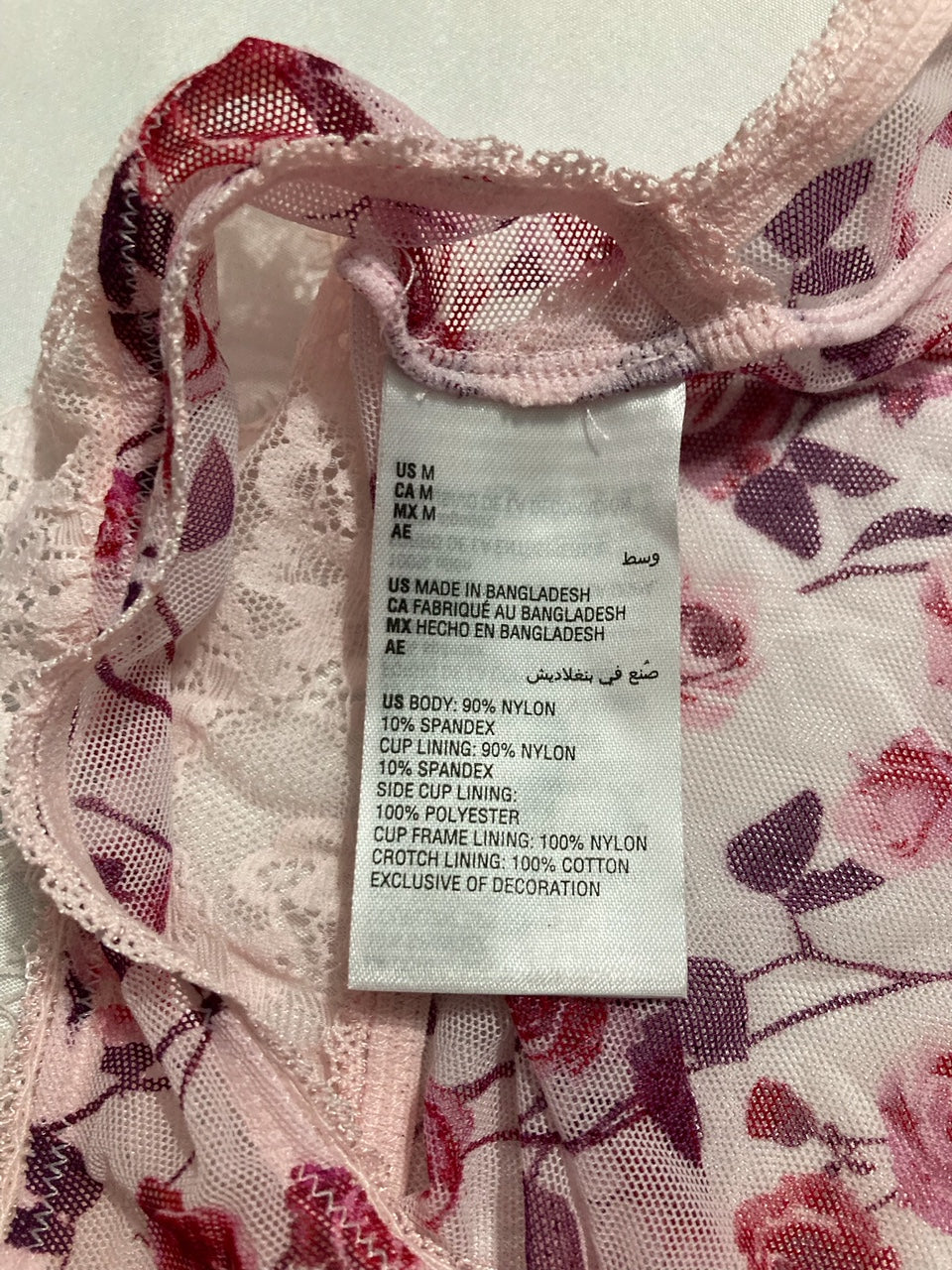 I.N.C Lingerie bodysuit FLORAL M