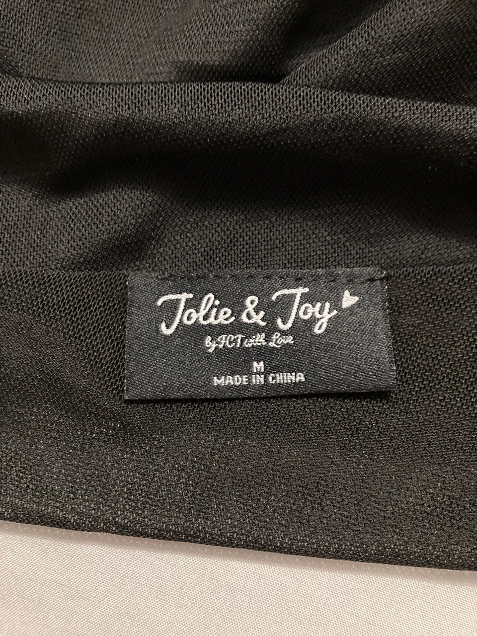 JOLIE & JOY Sheer Mesh One-Shoulder Ruched Top BLACK M