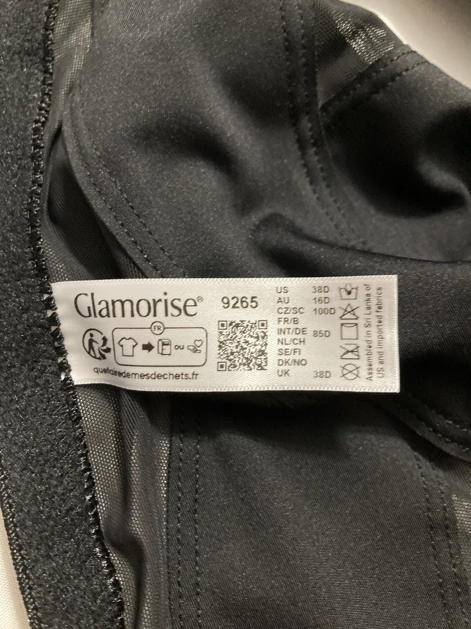 GLAMORISE Posture Back Wonderwire Bra Underwire BLACK 38D