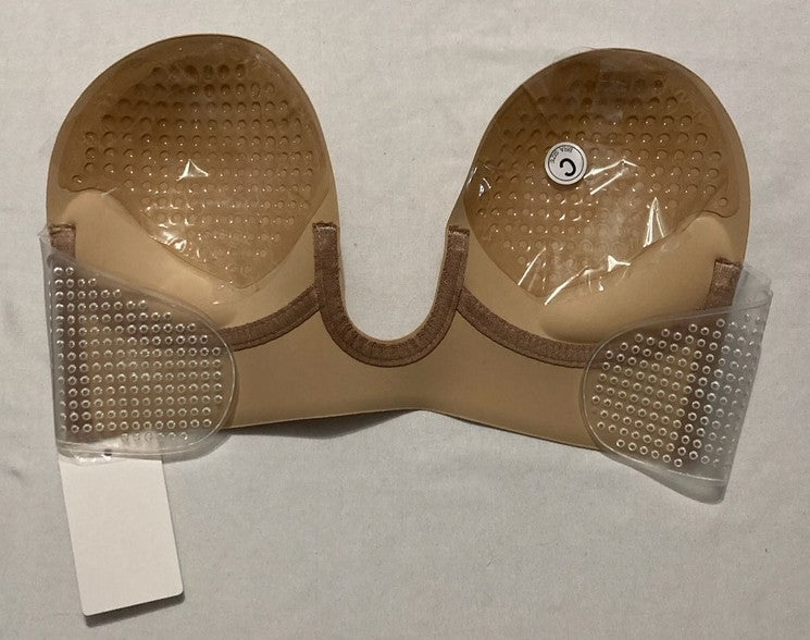 UNBRANDED V Plunge Bras Convertible Sexy Low Back Invisible Magic NUDE C CUP