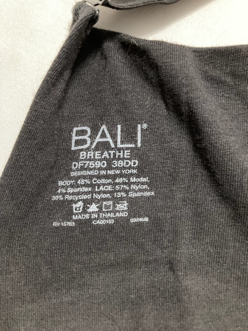 BALI Lace Underwire Bra, Breathe Cotton Modal Lace BLACK 38DD