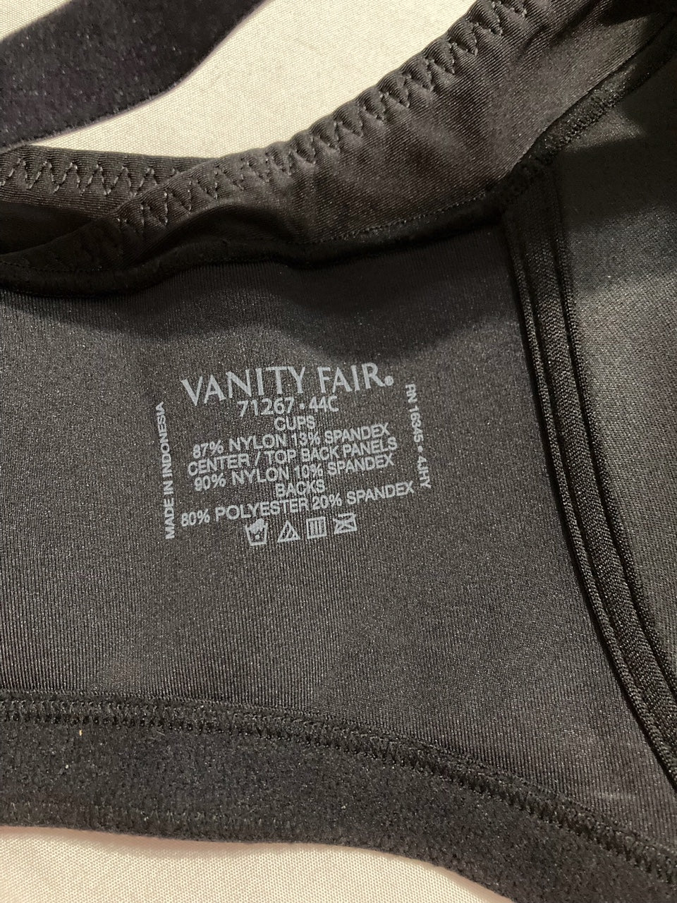 VANITY FAIR Beauty Back Bra with Extended Side & Back Smoothing BLACK 44C