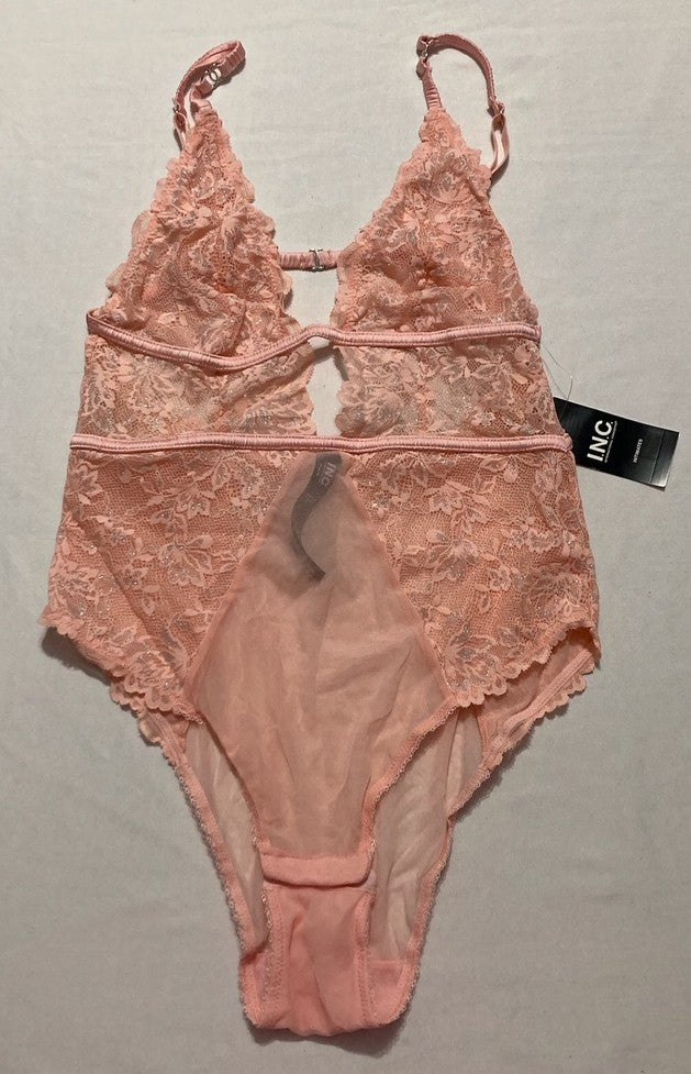 I.N.C Metallic Lace Bodysuit ROSE M