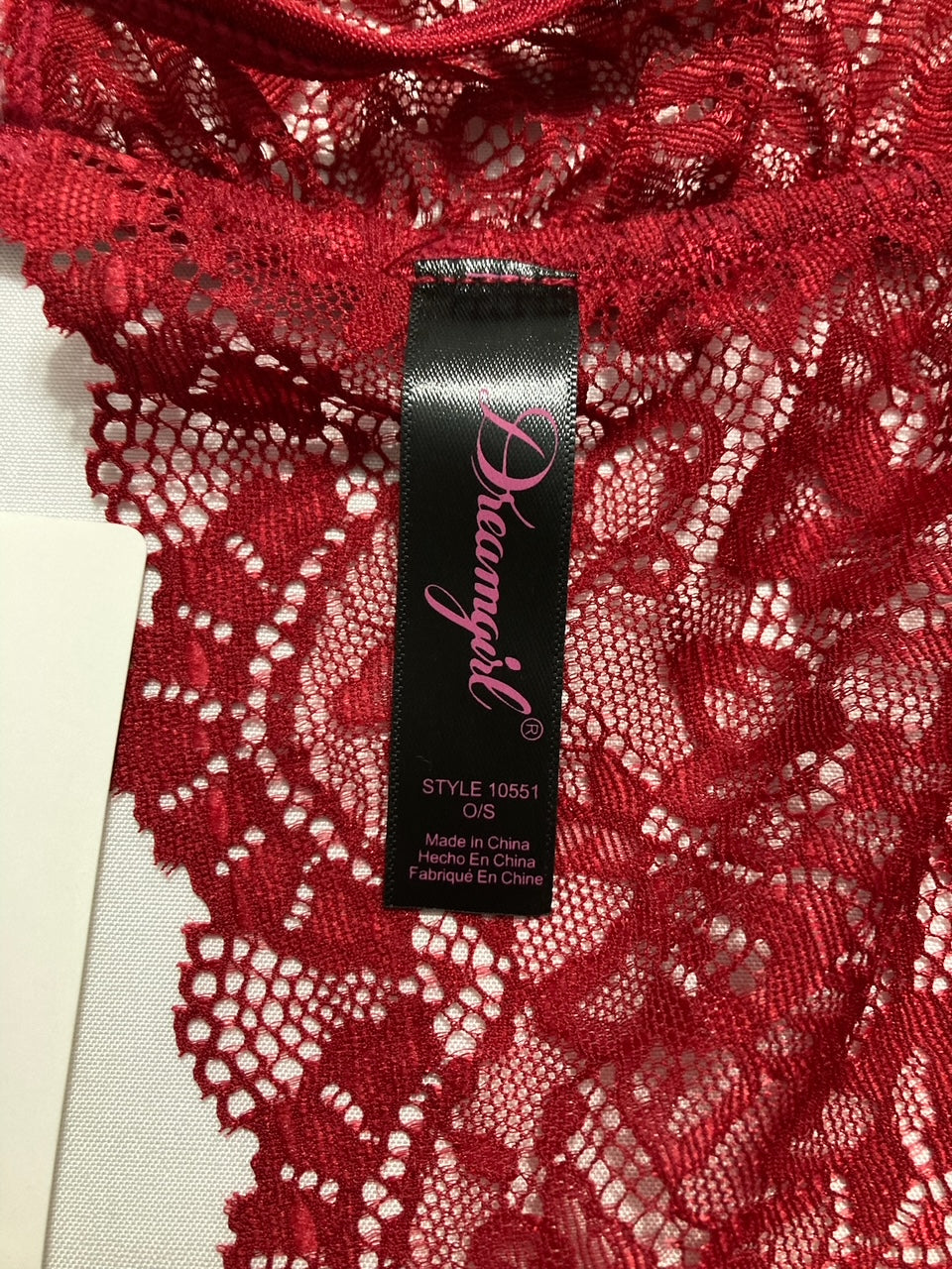 DREAMGIRL Crotchless Lace Teddy GARNET ONE SIZE